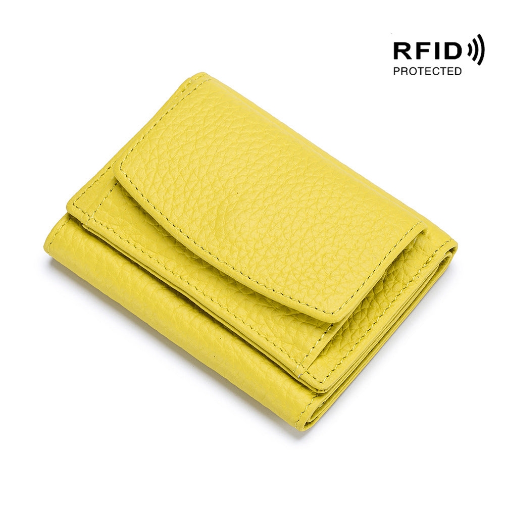 Small wallet women's genuine leather Japanese style fabric RFID coin bag wallet mini wallet short - V.I.P Digital Presence