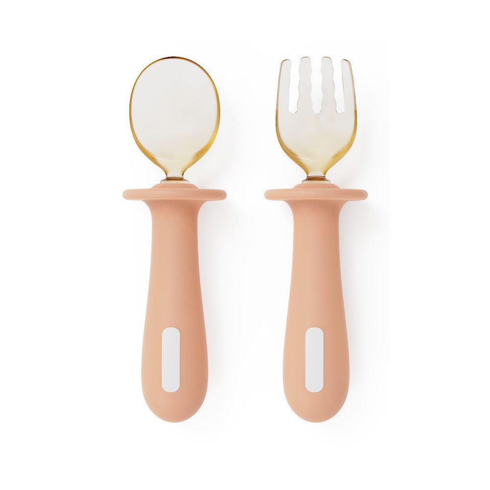 Adjustable color PPSU silicone fork and spoon set, children's stainless steel spoon and fork, baby training supplementary food tableware set of 2 pieces - V.I.P Digital Presence