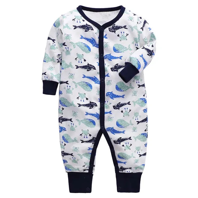 Newborn Footed Pajamas Zipper Girl and Boy Romper Long Sleeve Jumpsuit Cotton Solid White Fashion 0-24 Months Baby Clothes - V.I.P Digital Presence