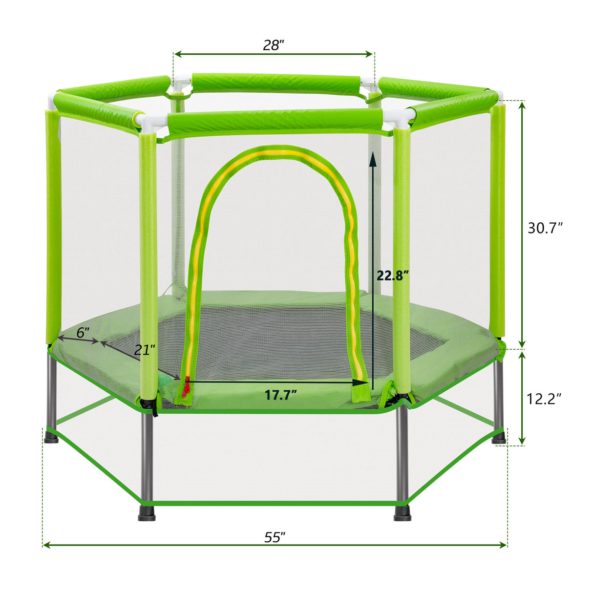 55'' Toddlers Trampoline with Safety Enclosure Net and Balls, Indoor Outdoor Mini Trampoline for Kids - V.I.P Digital Presence