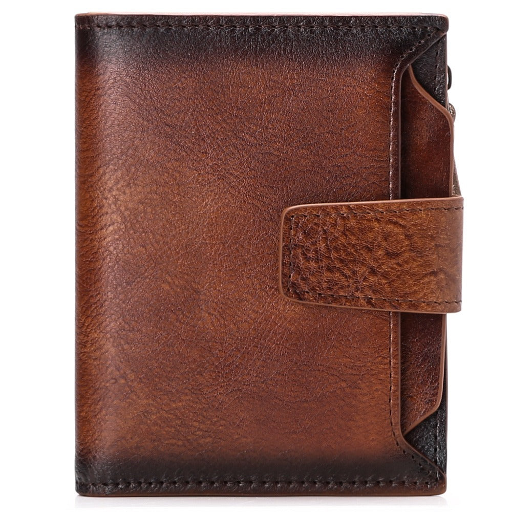 Men's short genuine leather wallet first layer cowhide Korean style fashion casual wallet driver's license wallet father's day gift - V.I.P Digital Presence