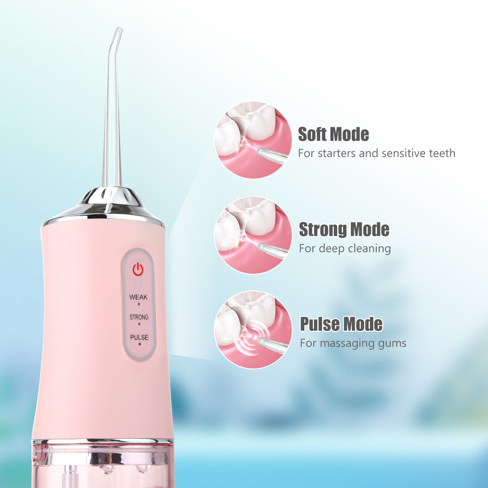 220ml Hand-Held Electric Dental Flusher Household 3-Speed Water Jet Dental Floss Scrubber Smart Power-Off Cleaning Teeth Set - V.I.P Digital Presence