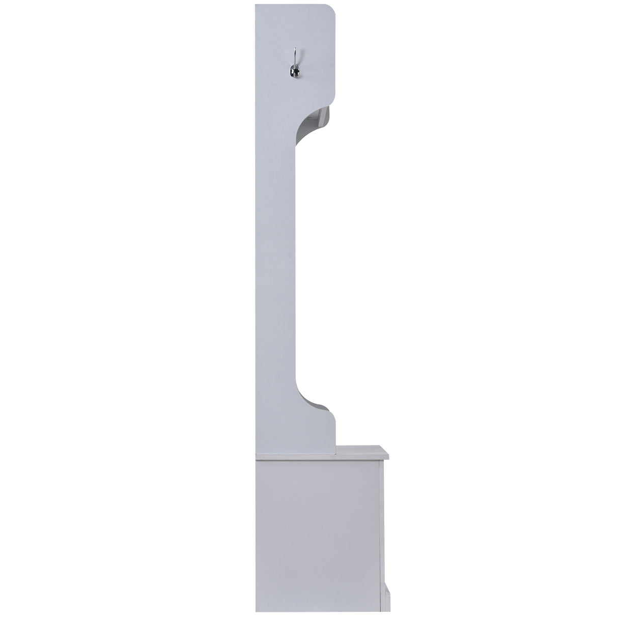 U-Can Hall Tree with 6 Hooks Coat Hanger Entryway Bench Storage Bench (White)