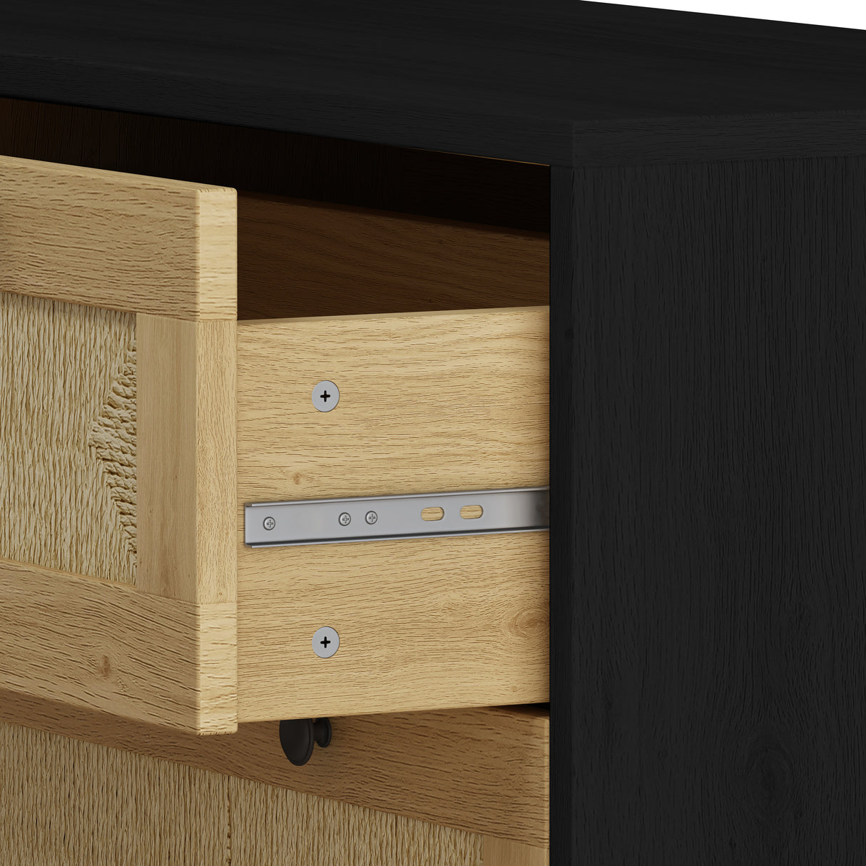30.31"3-Drawers Storage Cabinet Rope Woven Drawer,for Bedroom,Living Room,Dining Room,Hallways,Black - V.I.P Digital Presence