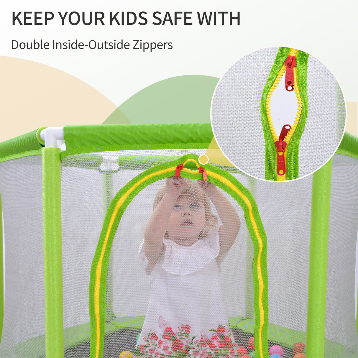 55'' Toddlers Trampoline with Safety Enclosure Net and Balls, Indoor Outdoor Mini Trampoline for Kids - V.I.P Digital Presence