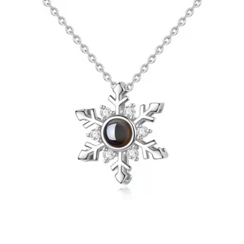 100 Languages I Love You Projection Snowflake Pendant Necklace Valentine's Day Girlfriend Gift - V.I.P Digital Presence