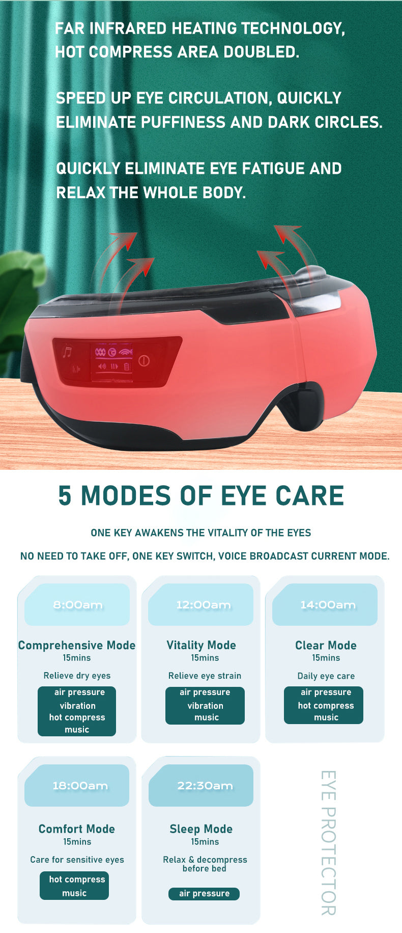 Eye Massager Vibration Therapy Air Pressure Heating Massage Relax Health Care Fatigue Stress Bluetooth Music Improve Vision - V.I.P Digital Presence