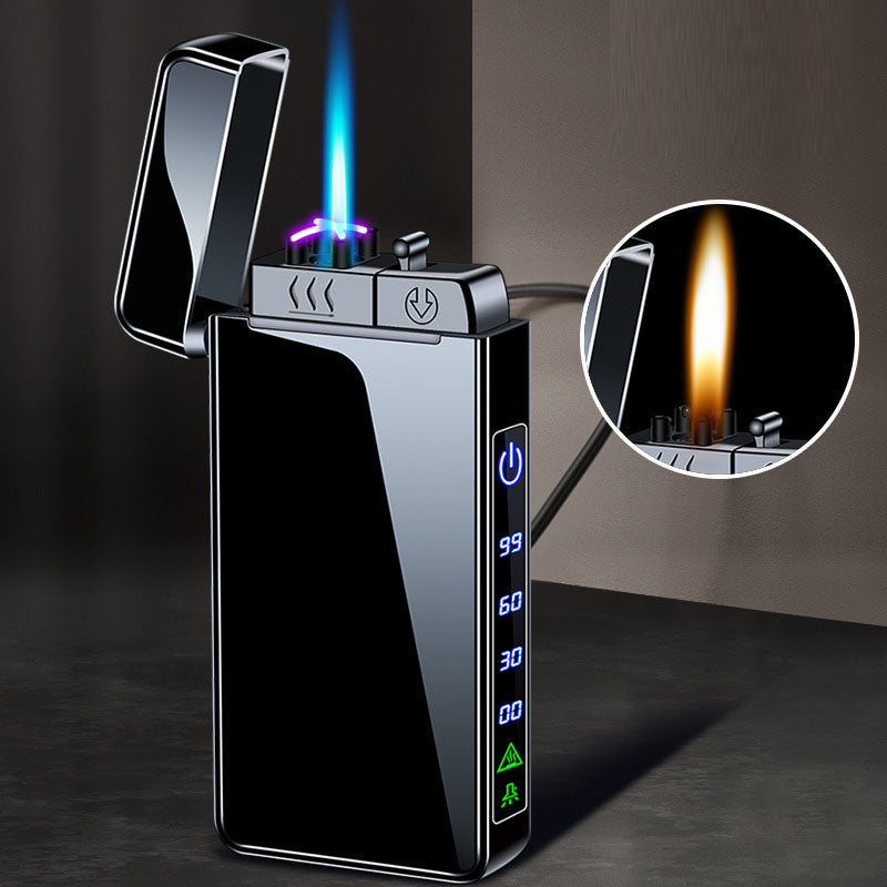 Gas electric triple fire metal windproof inflatable charging lighter personalized and creative trendy gift for boyfriend - V.I.P Digital Presence