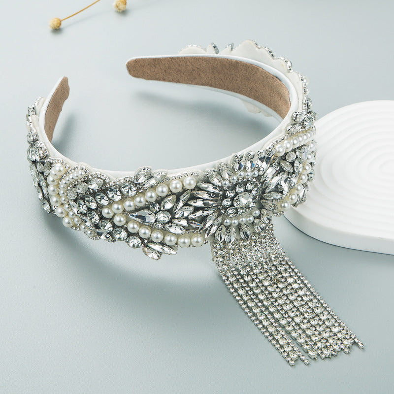 Hair Hoop Fashion French Palace Style Pearl Tassel Bangs Hair Cave High Quality Temperament All-Match Hair Hoop Hair Accessories - V.I.P Digital Presence