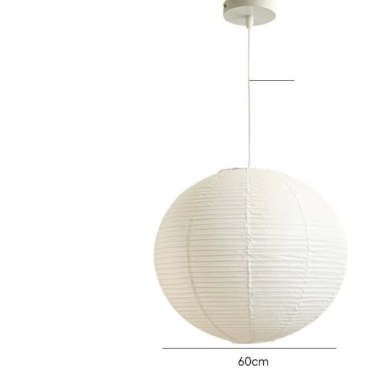 White Japanese style pendant light simple living room round rice paper round LED pendant light - V.I.P Digital Presence