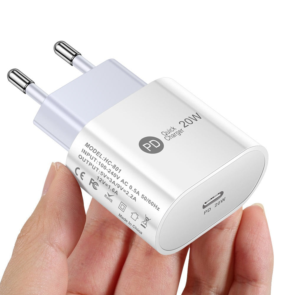Cargador rápido PD de 20 W para viajes, cargador de teléfono móvil PD de 20 W, cabezal de carga rápida