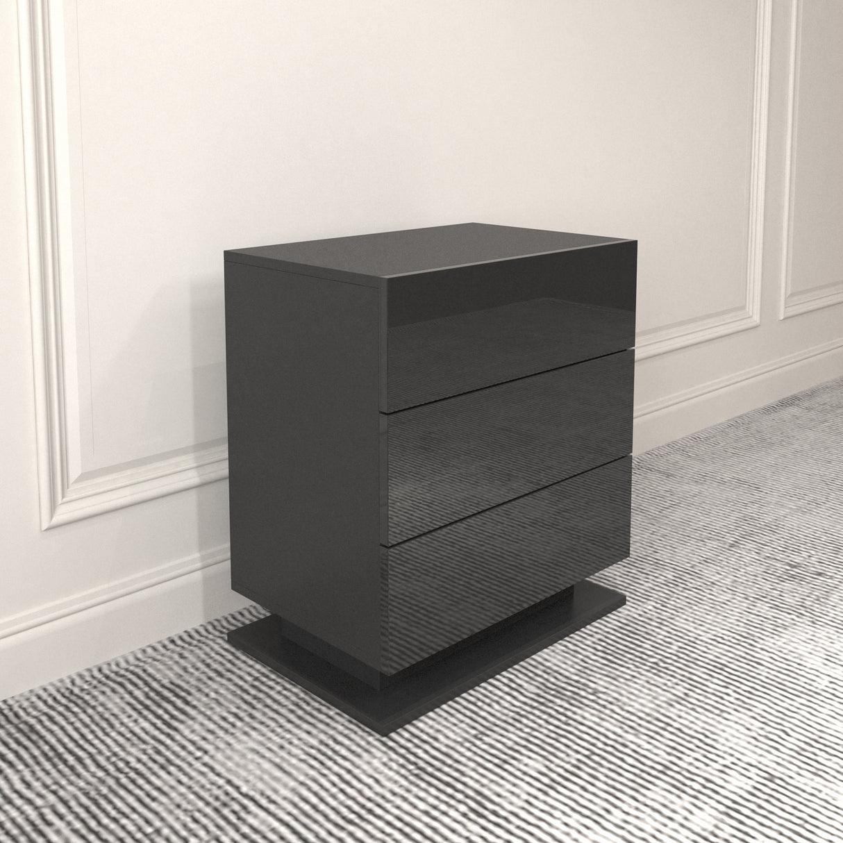 Nightstand with 3 Storage Drawers,Led Lights, End Table for Bedroom Furniture - V.I.P Digital Presence