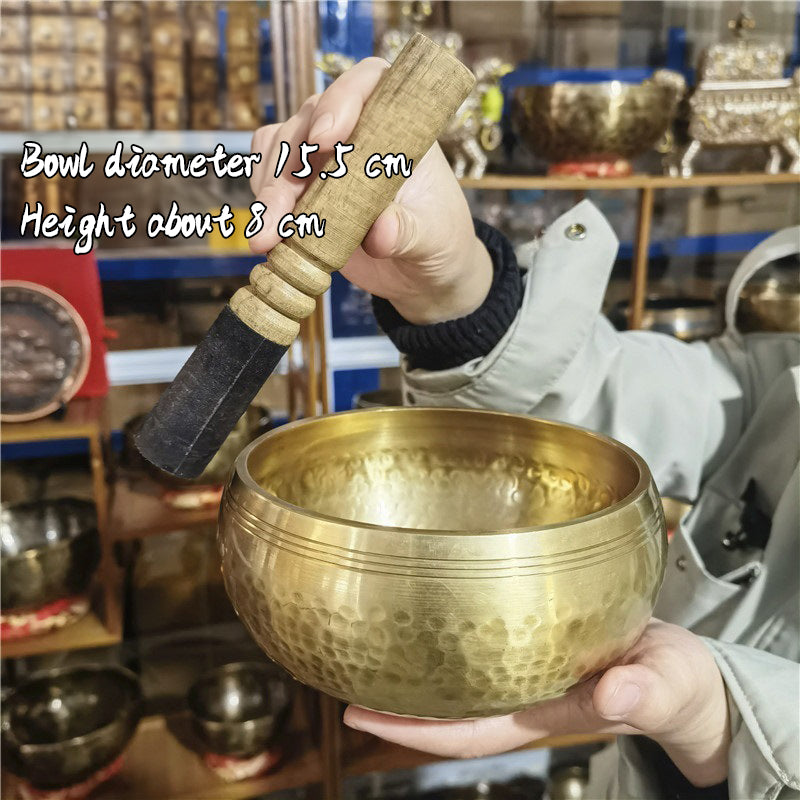 Tibetan brass singing bowl with Sanskrit – handmade meditation instrument for stress relief. - V.I.P Digital Presence