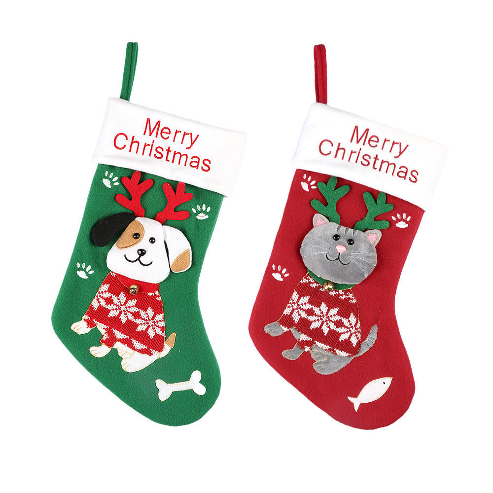 Cute Cat and Dog Christmas Socks Cartoon Christmas Socks Gift Bag Christmas Decorative Socks Christmas Tree Pendant - V.I.P Digital Presence