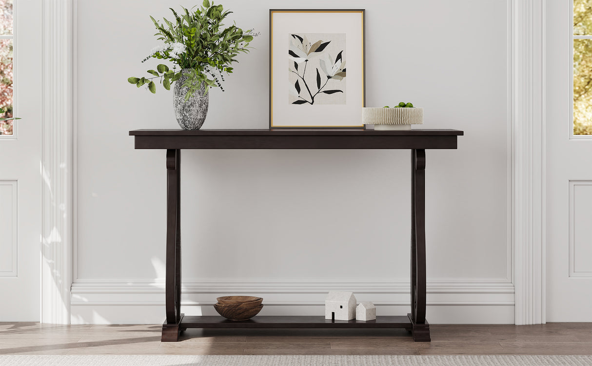 48-Inch Rustic Vintage Console Table --- Farmhouse Style Entryway Table with Open Shelf and Sturdy Construction (Espresso) - V.I.P Digital Presence