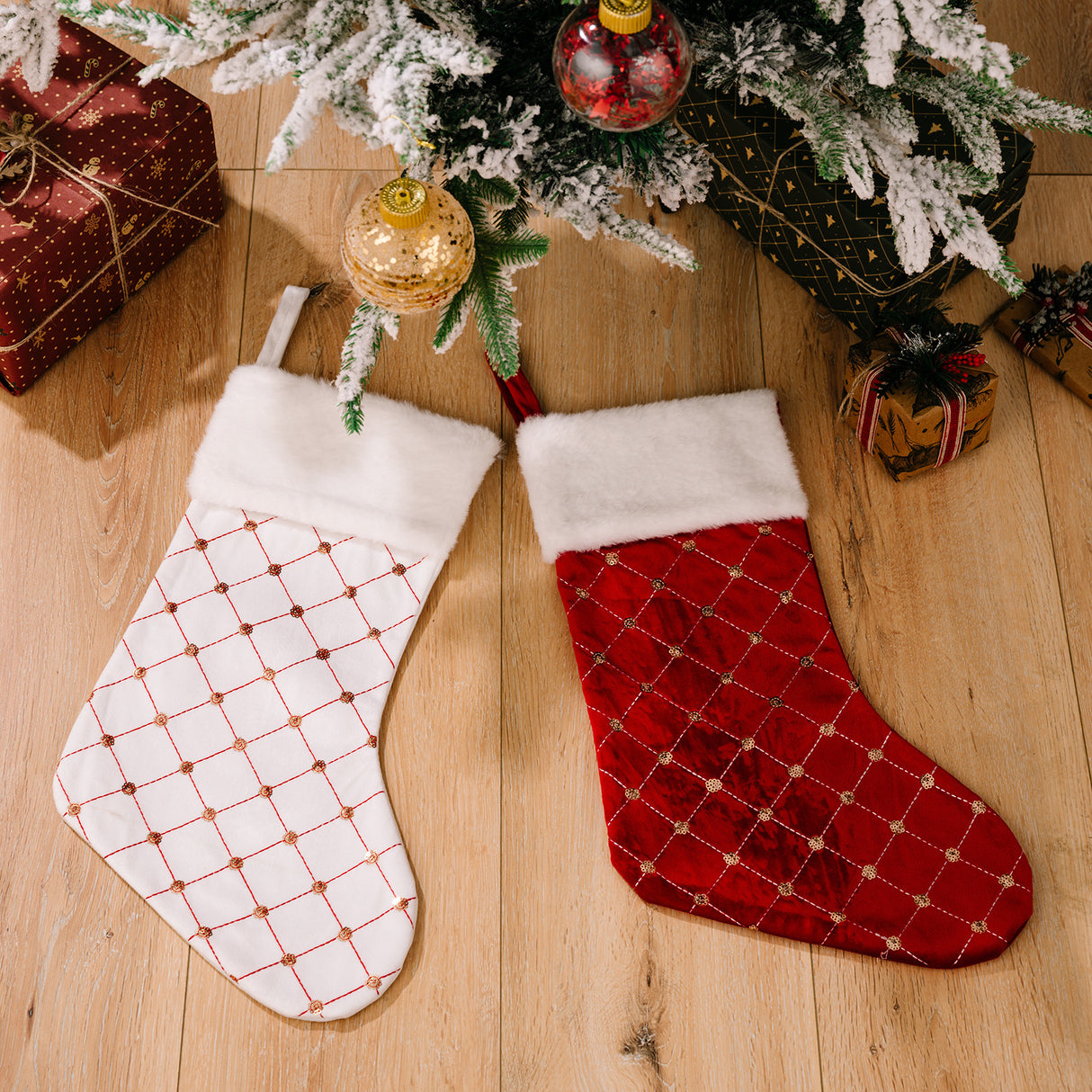 Christmas decoration supplies, high-end Christmas socks, red Christmas stockings, gift bags, tree hanging gift socks - V.I.P Digital Presence