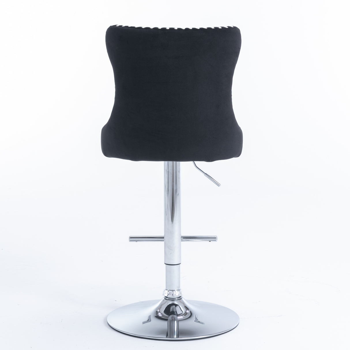 25-33 Inch, Modern Upholstered Chrome base Bar Stools with Back Comfortable Tufted for Home Pub and Kitchen Island(Black,Set of
