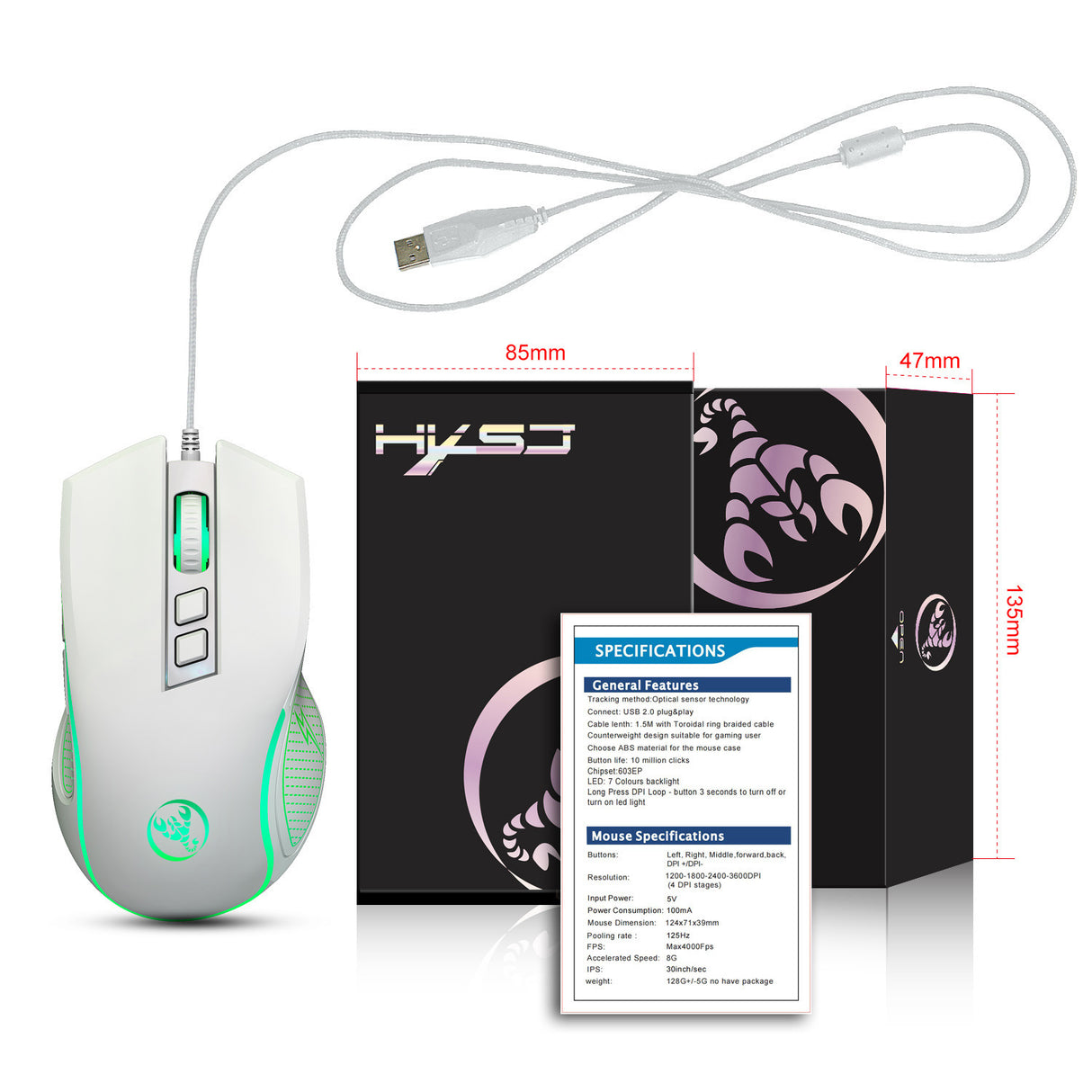 X100 wired gaming mouse with colorful glowing e-sports office mouse adjustable 3600dpi - V.I.P Digital Presence