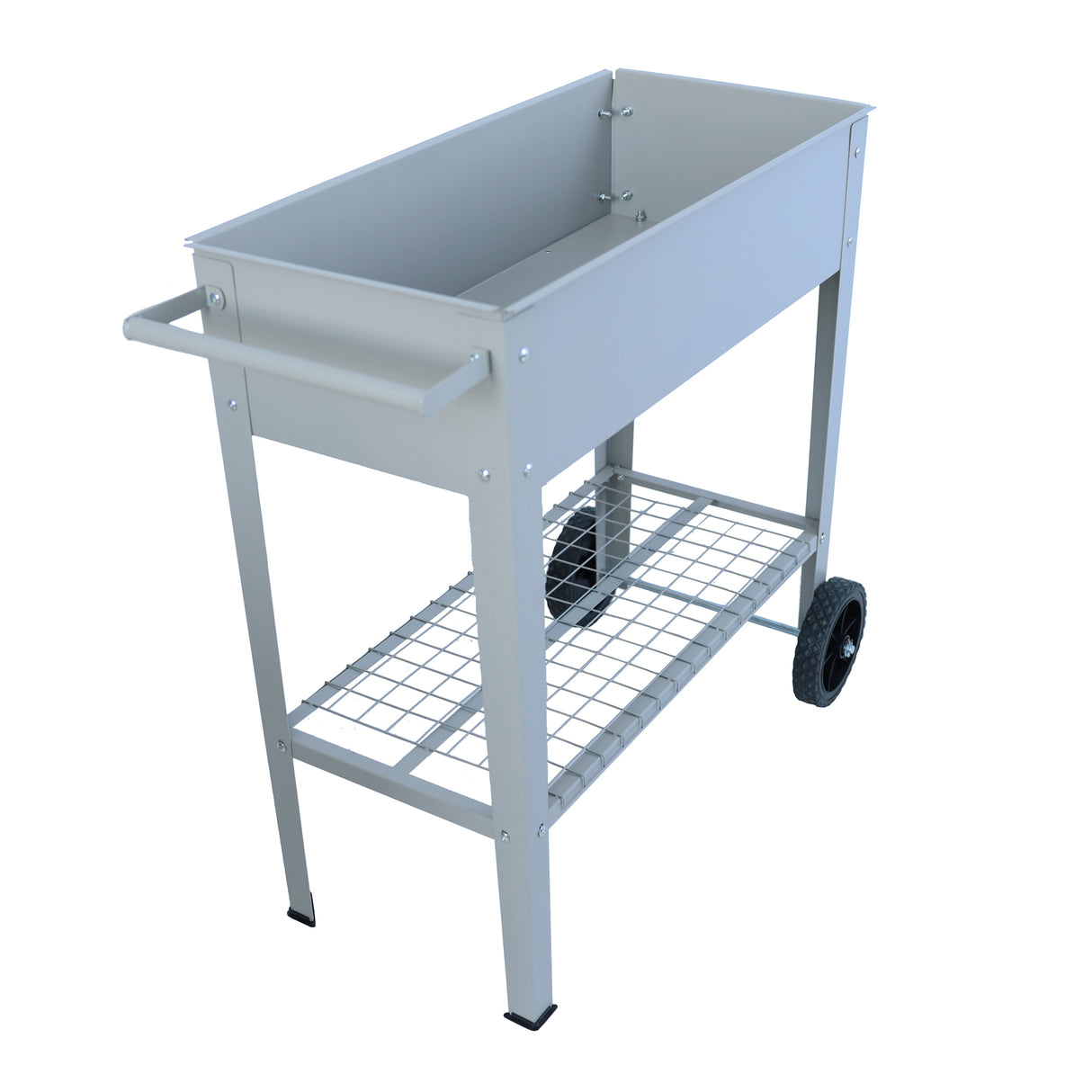 Aveyas mobile metal elevated garden bed cart, with legs, elevated flowerpot box with wheels (gray) - V.I.P Digital Presence