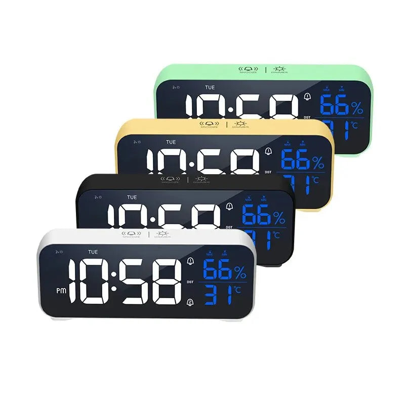 Music LED Digital Alarm Clock Voice Control Temperature Humidity Display Desktop Clocks Home Table Decoration Built-in 1200mAh - V.I.P Digital Presence