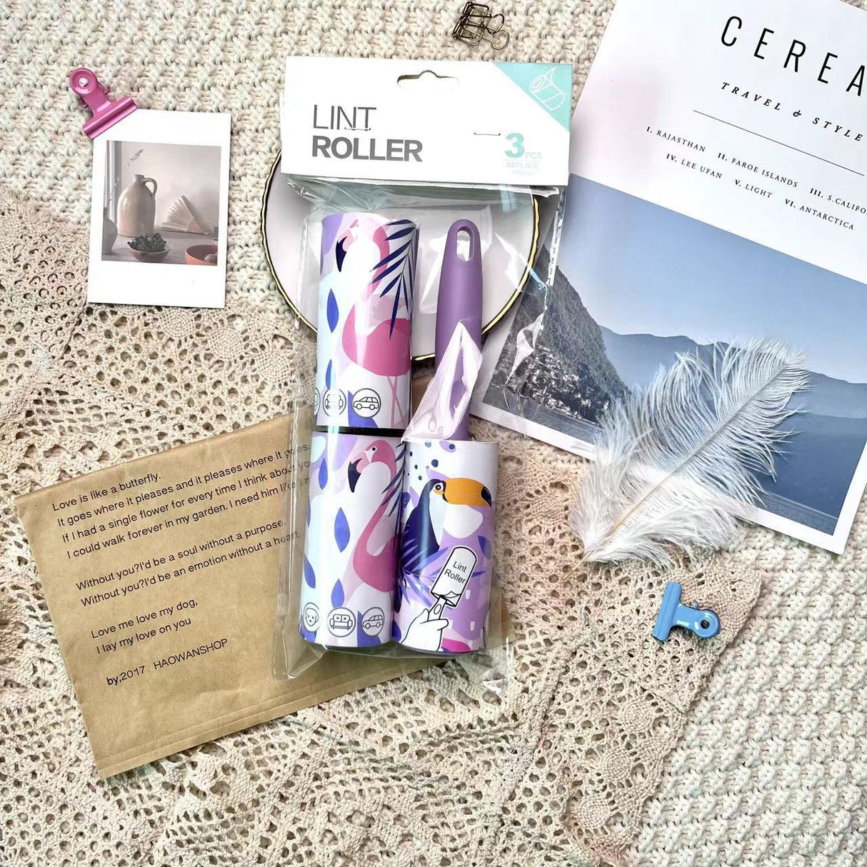 Cartoon pattern lint remover lint roller dust removal paper tearable clothing lint remover - V.I.P Digital Presence