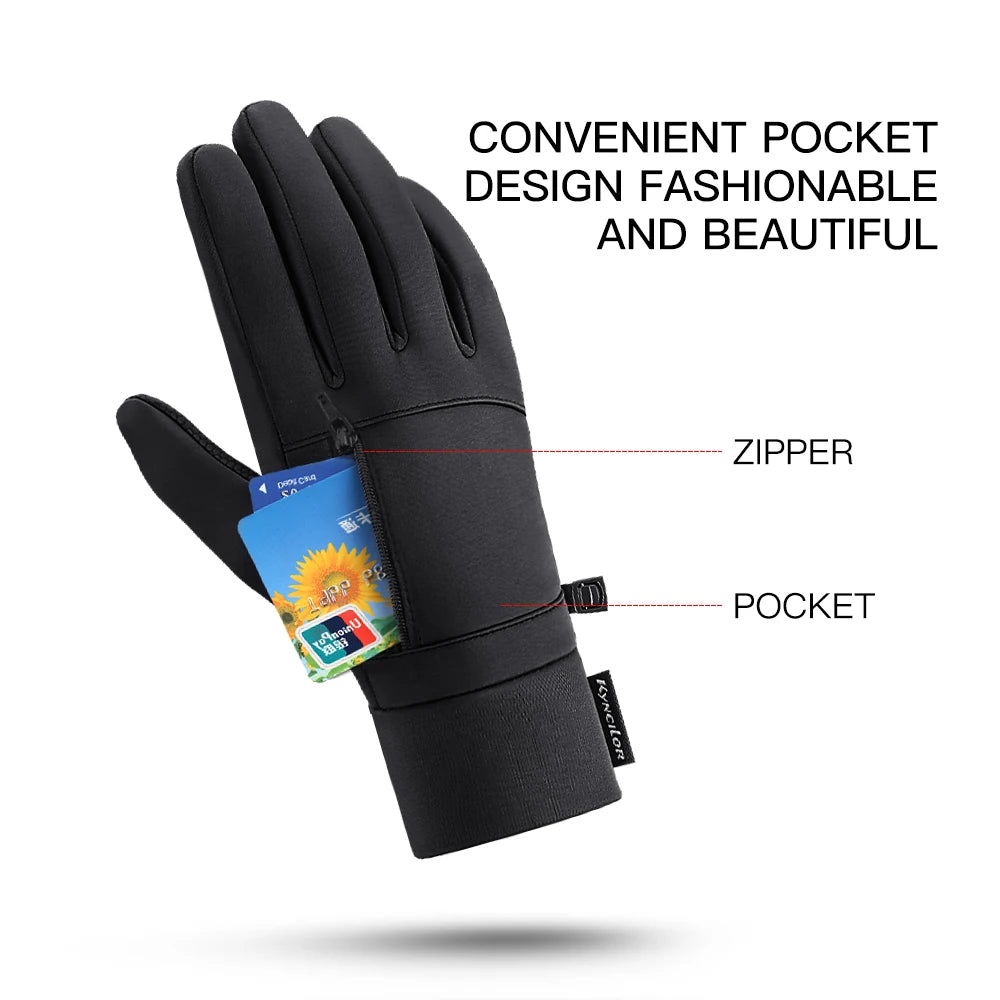 Outdoor warm cold windproof riding gloves touch screen windproof and anti-skid women's velvet full finger gloves - V.I.P Digital Presence