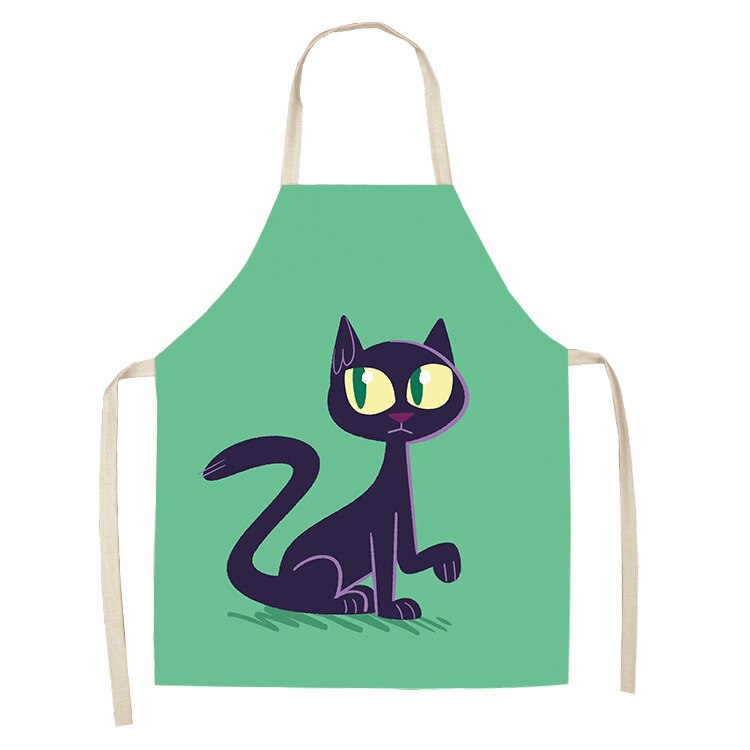 Cat Kitchen Aprons For Women Cotton Linen Bibs Household Cleaning Pinafore Home Cooking Apron kids kitchen barber - V.I.P Digital Presence