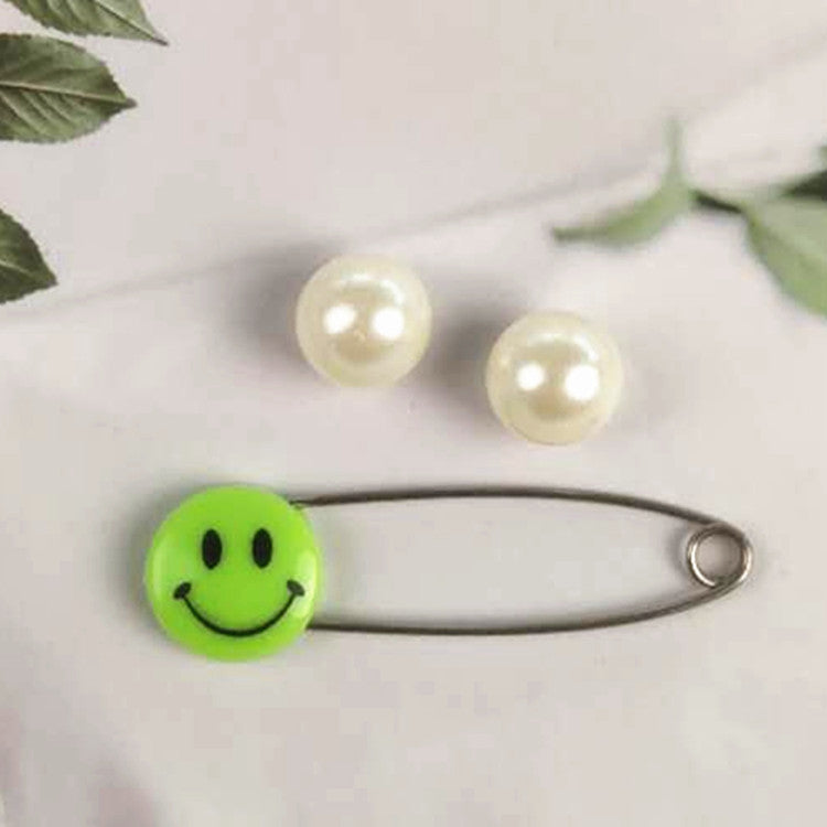 Imperdibles para bebés y niños, con forma de emoticono, de plástico, tamaño mediano, aproximadamente 40, tamaño grande, aproximadamente 55 mm.
