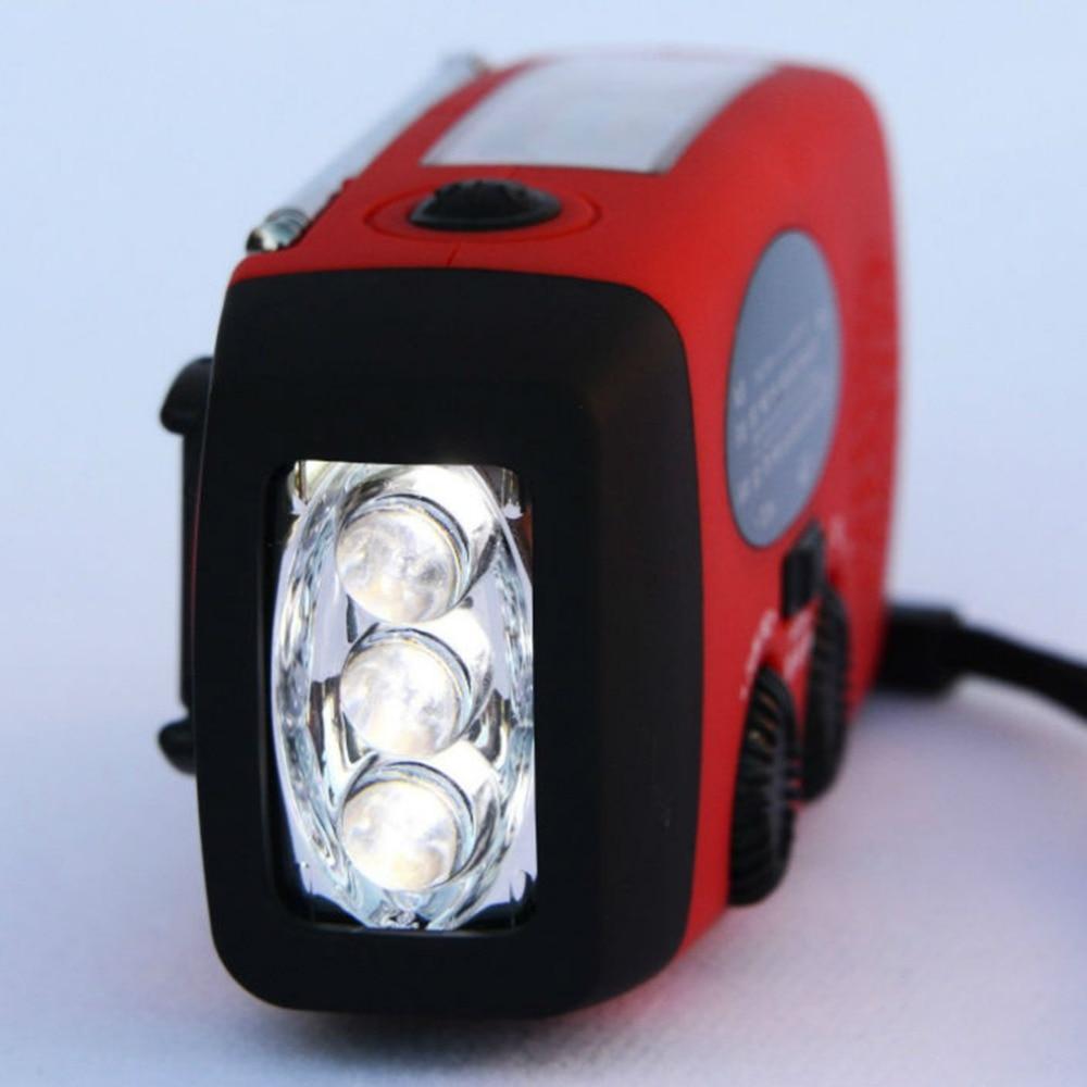 Cargador portátil de emergencia con manivela, linterna de 3 LED, generador, radio solar AM/FM/WB, herramientas de supervivencia impermeables