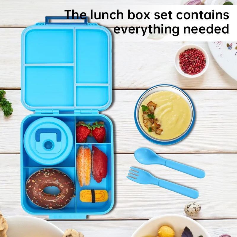 Kids' bento lunch bag: 1700ml containers with toppers, thermos, for school. - V.I.P Digital Presence