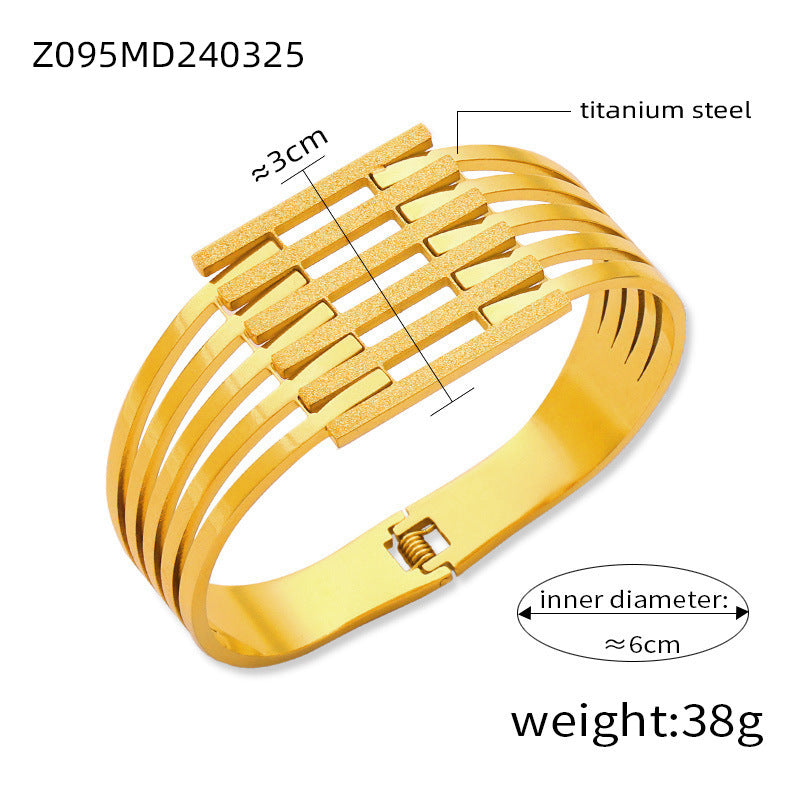 Fashion metal titanium steel bracelet with female geometric design and diamond studded spring buckle bracelet - V.I.P Digital Presence