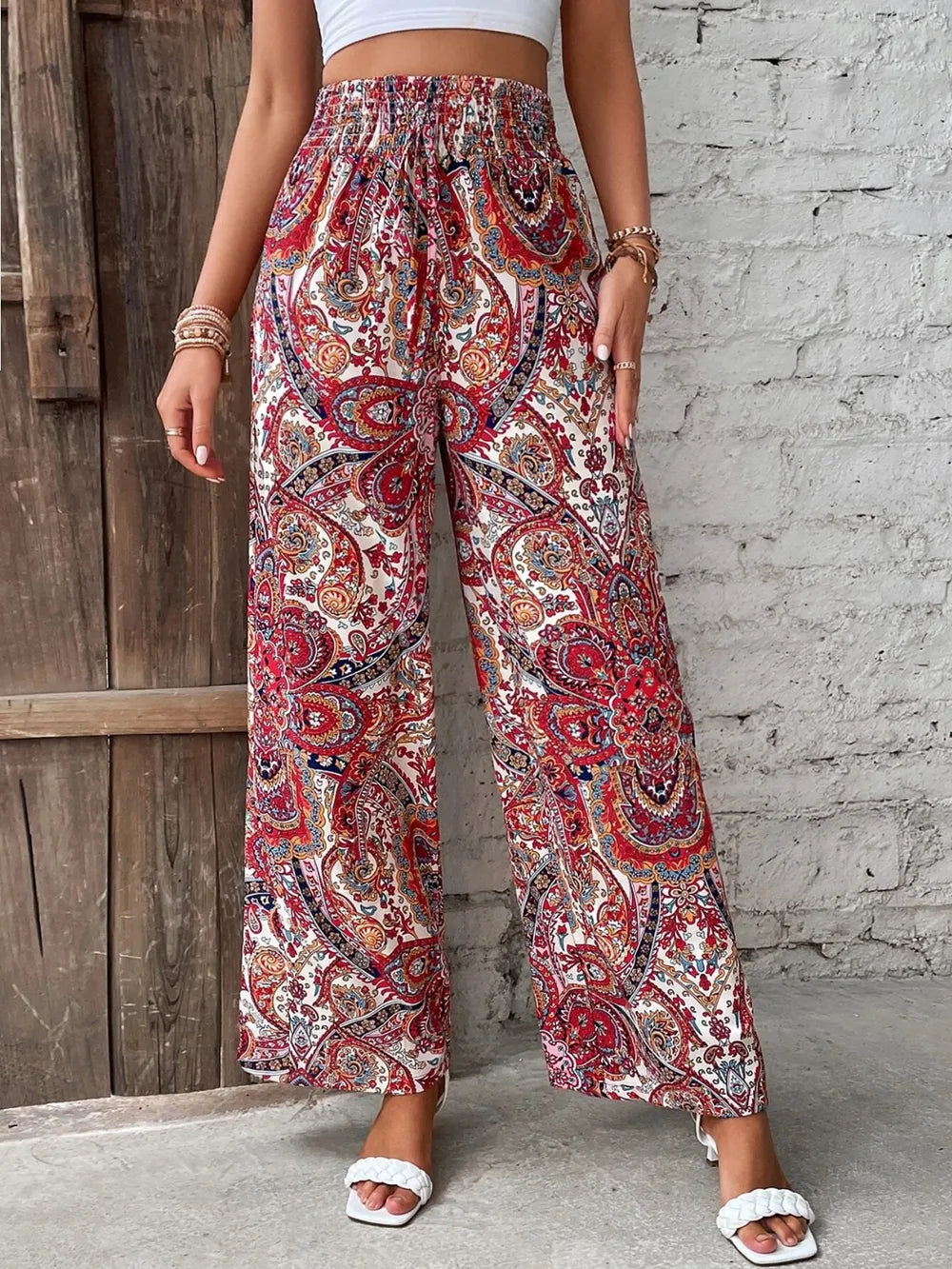 Printed Wide Leg Pants - V.I.P Digital Presence