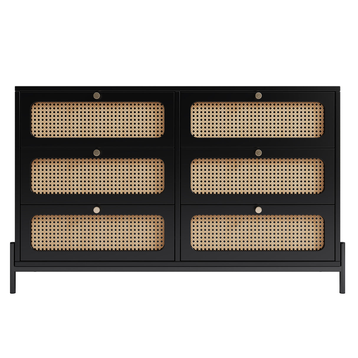 Modern hemp vine wood closet with 6 drawers, dressing table, wooden storage cabinet side panel, black - V.I.P Digital Presence