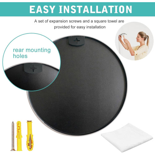 Black 16 Inch Metal Round Bathroom Mirror - V.I.P Digital Presence
