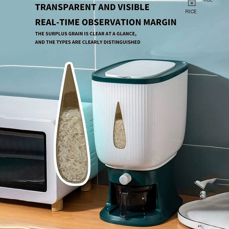 10Kg Rice Dispenser Storage Container Sealed Grain Cereal Dispenser Storage Box with Lid Measuring Cylinder - V.I.P Digital Presence