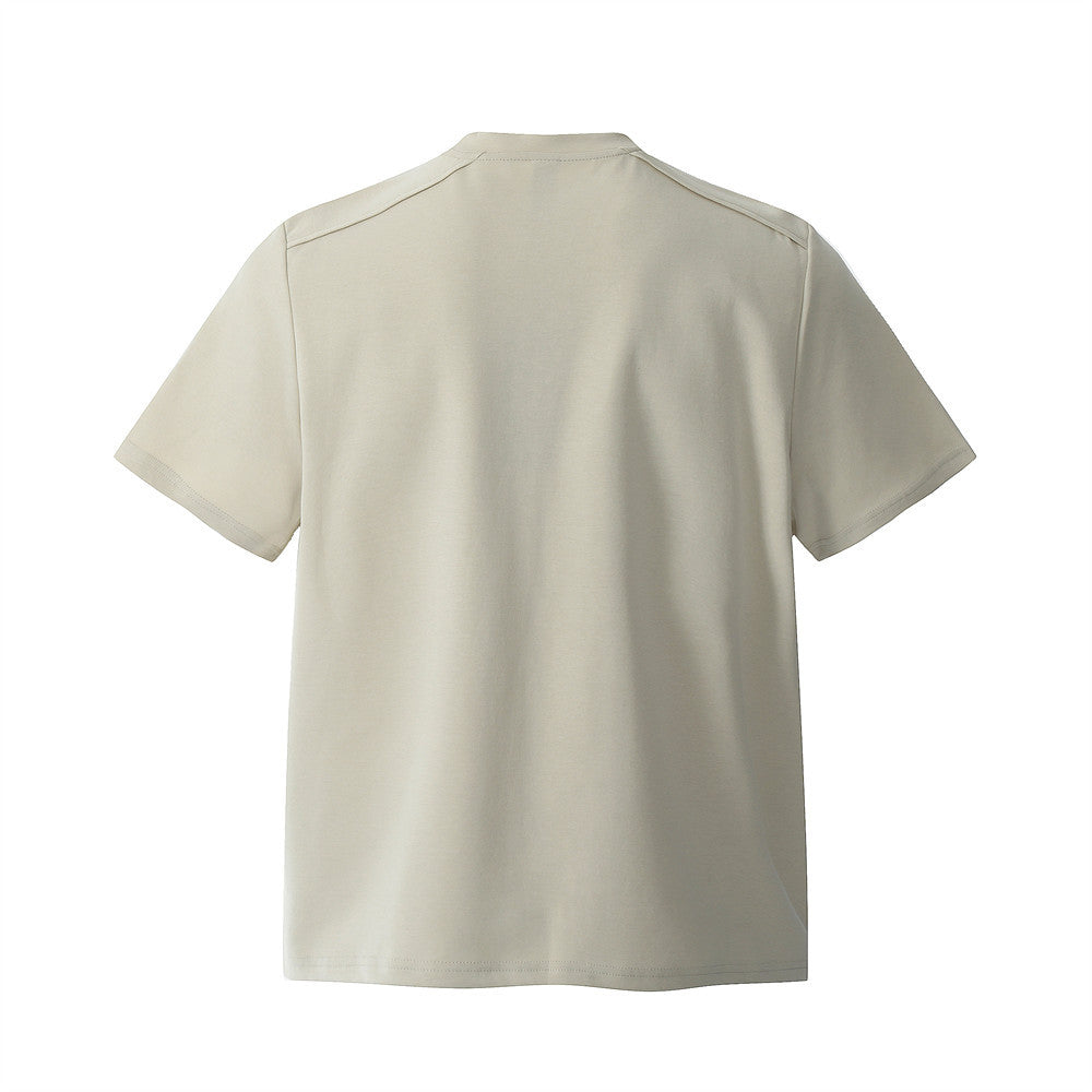 Zipper Design Heavyweight Short Sleeve T-Shirt Men's Loose Round Neck Half Sleeve Tee - V.I.P Digital Presence