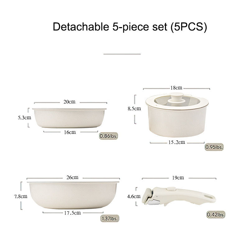 Detachable cookware set, pot, wheat rice stone, flat bottomed pan, non stick pan, frying pan, household handle - V.I.P Digital Presence