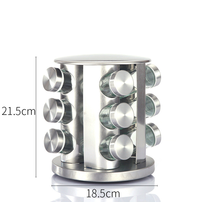 Kitchen articles rotating seasoning rack domestic rotating seasoning tank stainless iron spices seasoning box set - V.I.P Digital Presence