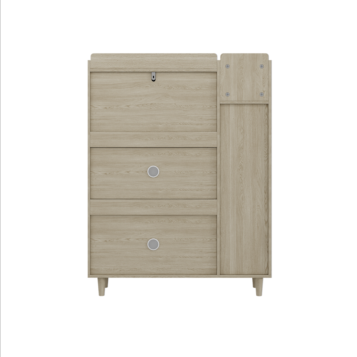 Natural Bohemian style shoe cabinet with 3 rattan flip drawers, 3 square shelves, and 1 storage drawer, Natural - V.I.P Digital Presence