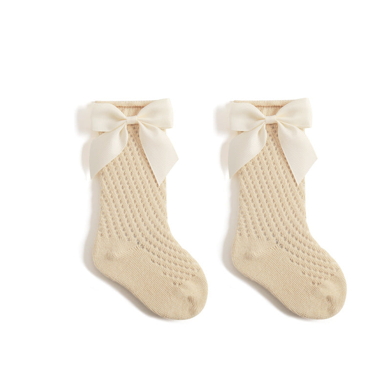 Children's Socks Combed Cotton Girl Baby Bow Princess Socks Hollow Mesh Dance Socks - V.I.P Digital Presence