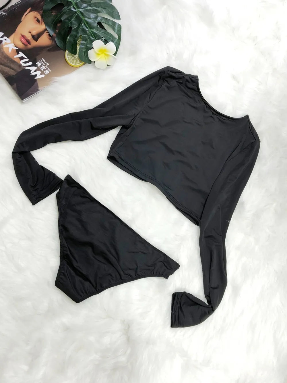 Round Neck Long Sleeve Top and Brief Swim Set - V.I.P Digital Presence
