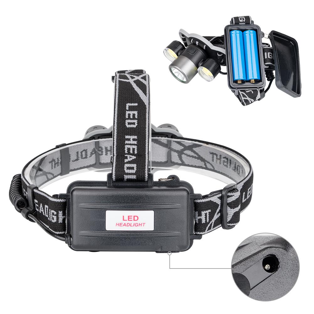 Linterna frontal XML T6+2 COB LED de 6000 lúmenes, potente linterna LED recargable 18650