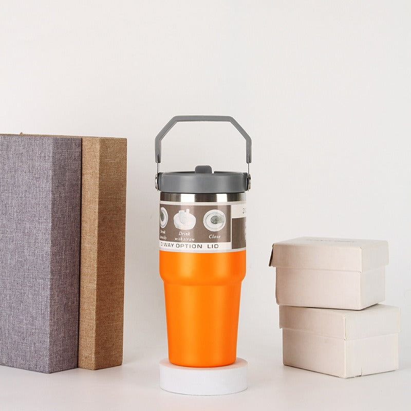 20oz30ozPortable Car Cup Stainless Steel Cup Travel Sports Water Bottle With Handle Cover Coffee Tumbler Cup - V.I.P Digital Presence