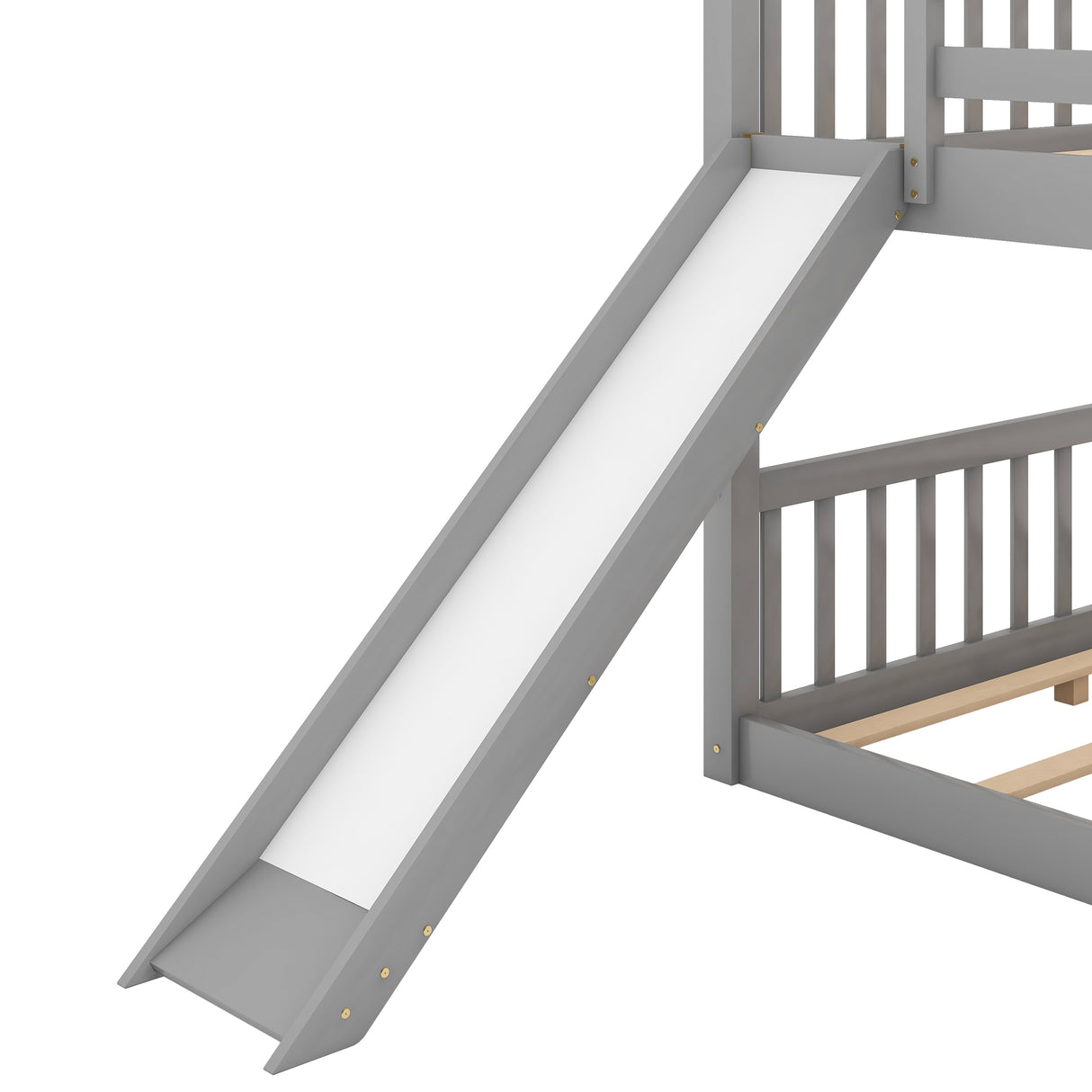 Full over Full Bunk Bed with Convertible Slide and Ladder Gray