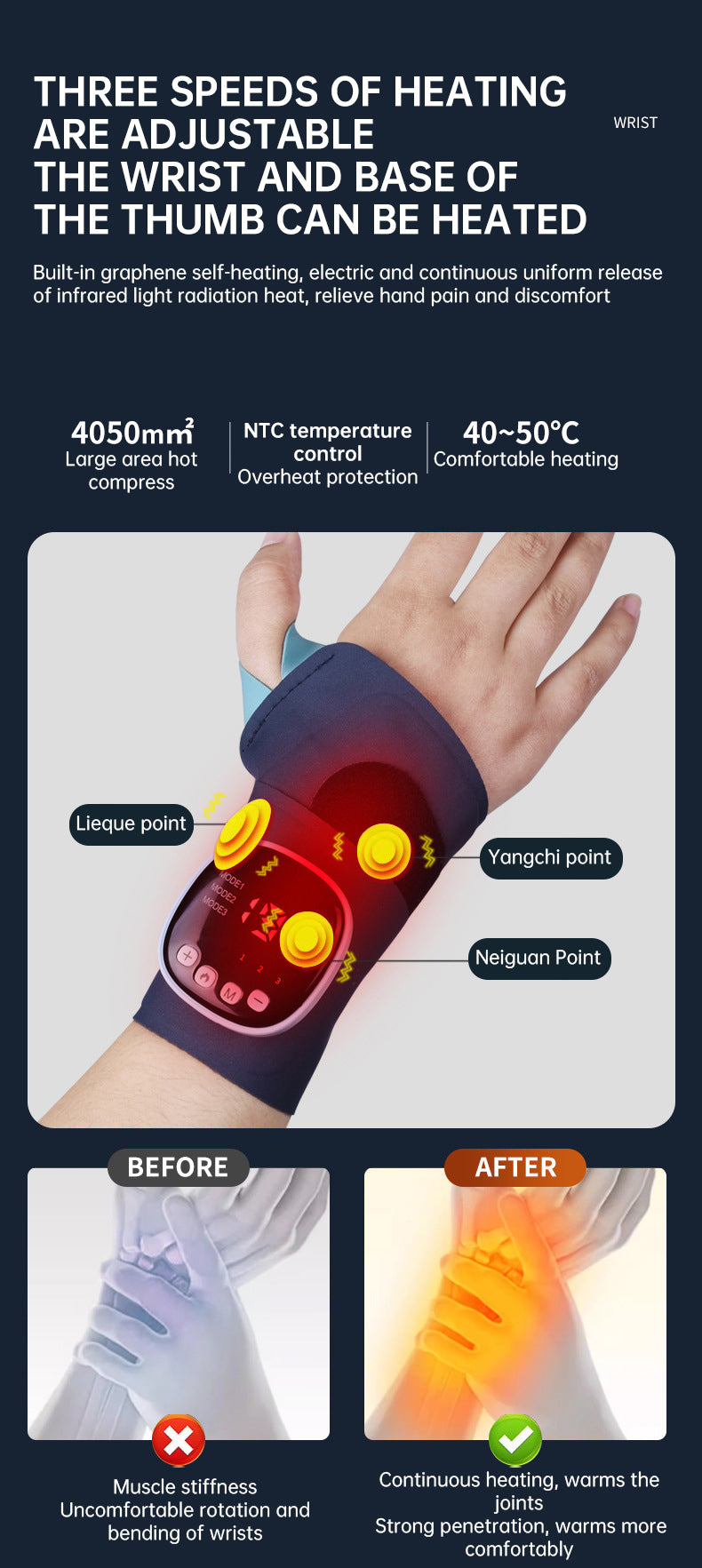 EMS Smart Tendon Sheath Hand Heating Wristband with Hot Compress and Massage Function - V.I.P Digital Presence