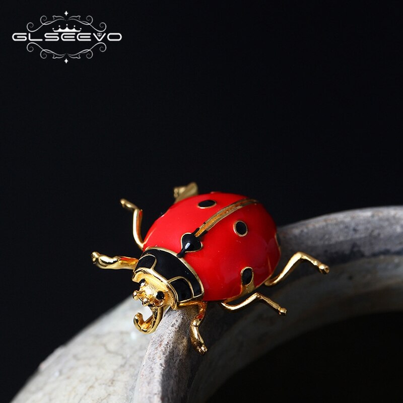 GLSEEVO 925 Sterling Silver Ladybug Brooch For Women Girls Daughter Gifts Cute Insectos Brooches Badge Handmade Jewellery - V.I.P Digital Presence