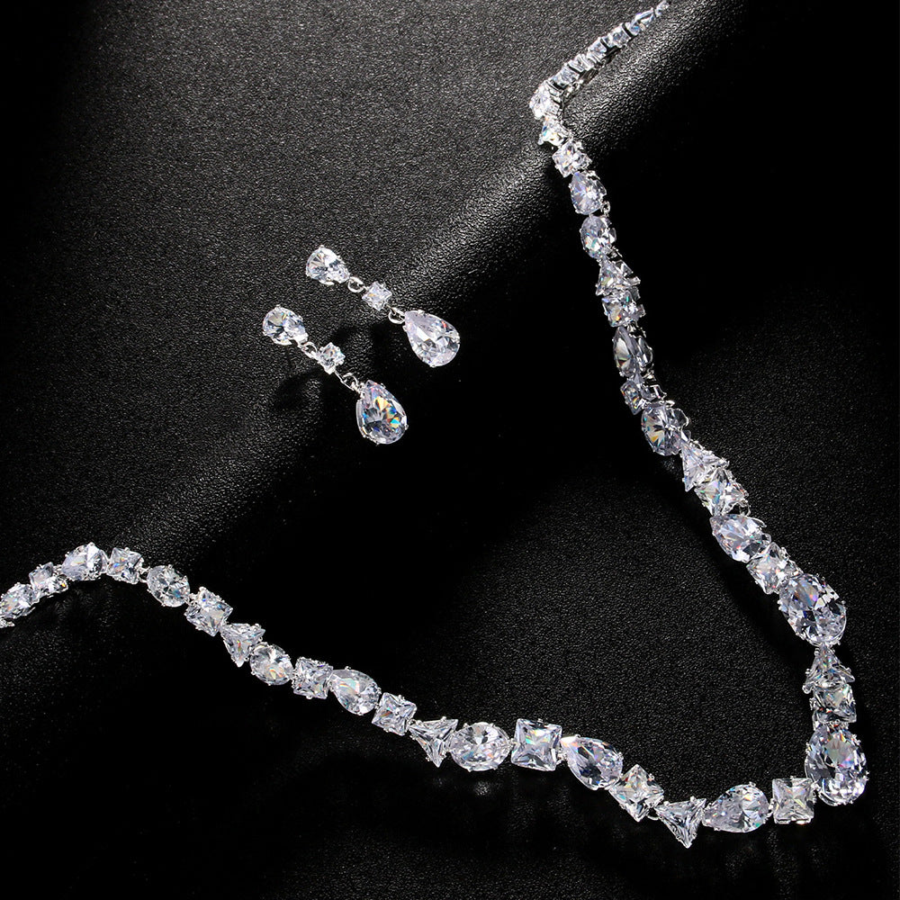 Simple necklace earring set bride's wedding jewelry set fashionable and versatile accessories - V.I.P Digital Presence