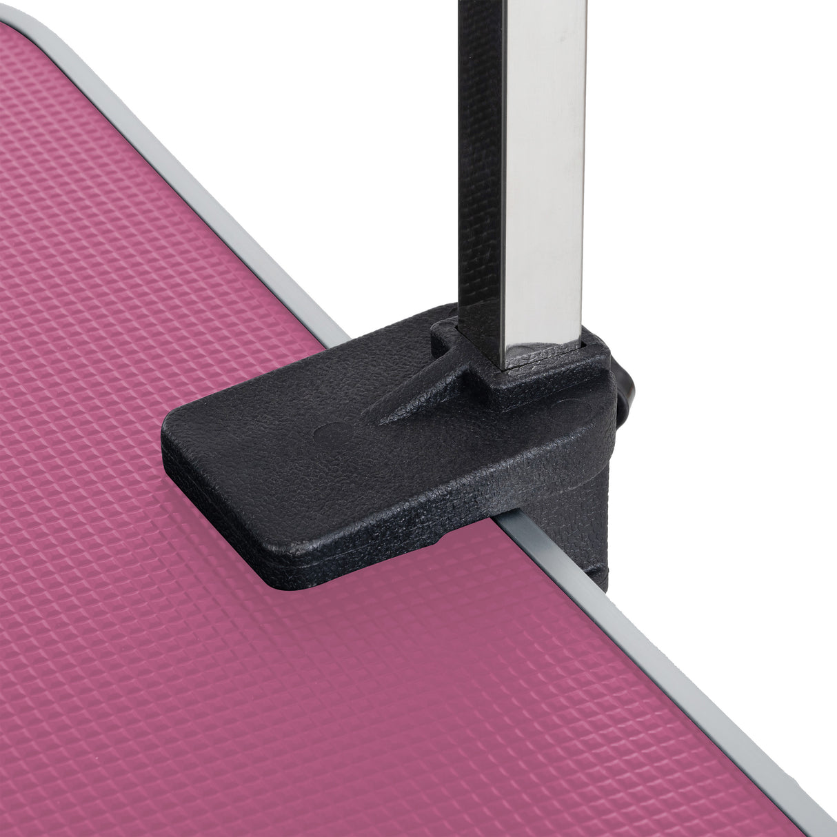36 inch folding pet grooming table with stainless steel frame and rubber pad, equipped with adjustable armrests and clips (pink) - V.I.P Digital Presence