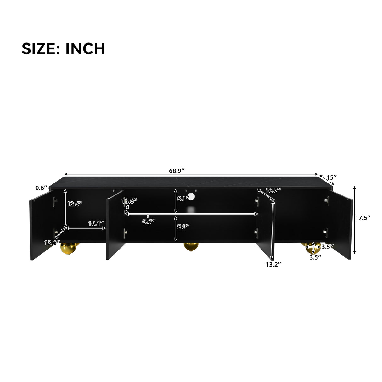 U-Can modern TV stand is suitable for TVs under 75 inches and comes with a storage cabinet top marble pattern and circular stand - V.I.P Digital Presence