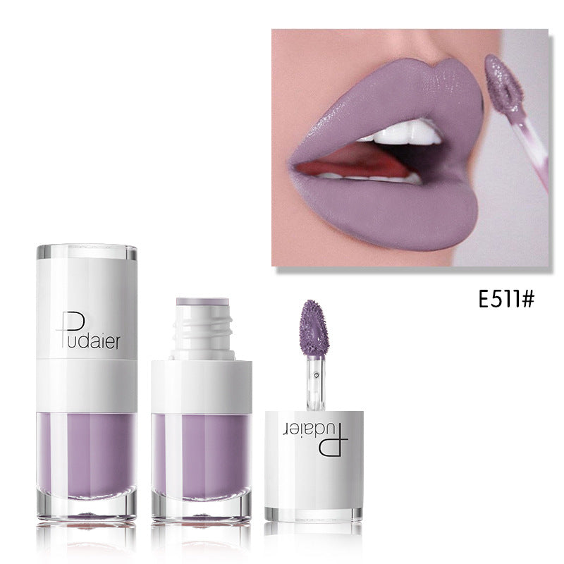 Pudaier Lipstick Small White Bottle Matte Lip Gloss Color Development Moisturizing Not Smudged Waterproof Non-Stick Cup Lip Glaze - V.I.P Digital Presence